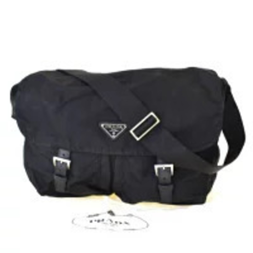 Prada Messenger Crossbody Bag Black Leather